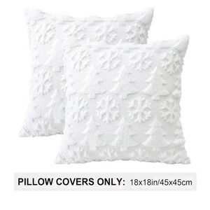 Christmas Throw Pillow Covers 18x18 Set of 2 18" x 18" (Pack of 2) Pure White